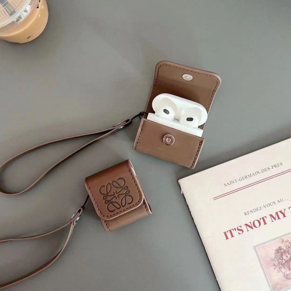 Loewe luxury Airpods Pro 2022 strap leather bag case monogram airpods pro 2 3 1 cover fashion brand TWS bluetooth earbuds accessories