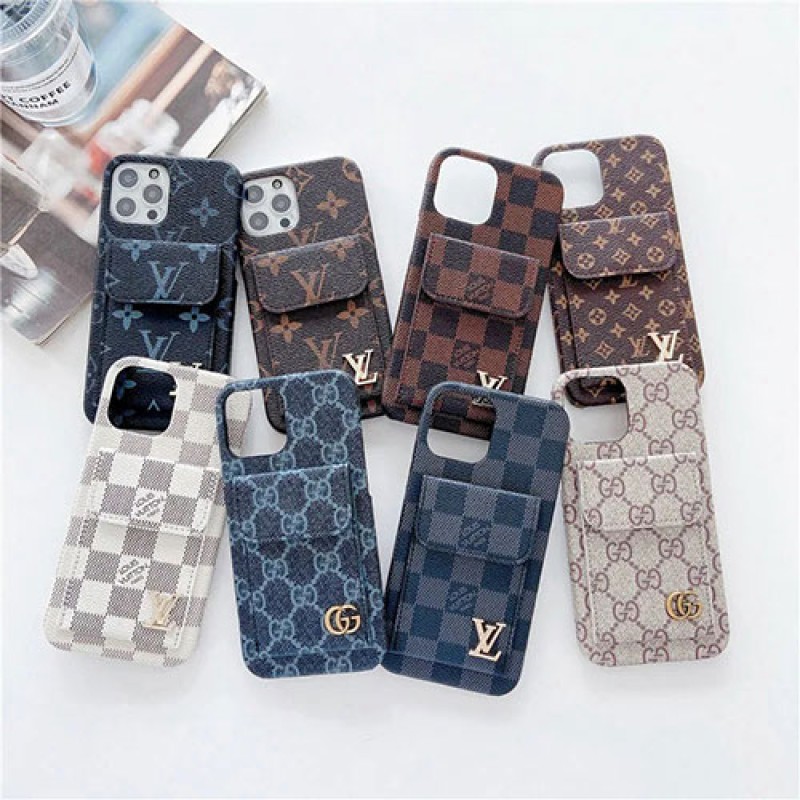 Louis Vuitton Gucci brand card pocket leather GG monogram case For iphone 14 pro max se 3th 13 Pro Max Mini 12 11 SE2 7 8 X Xr Xs cover