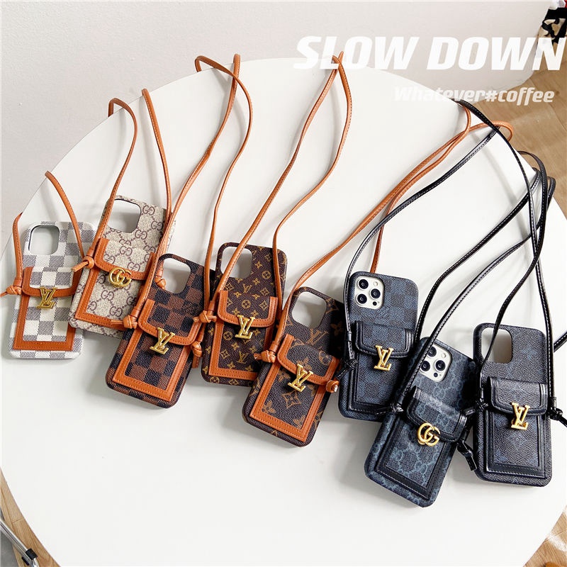 LV Gucci luxury iPhone 14 pro max 13 12 11 x 8 7 Case strap card bag monogram leather galaxy a53 a33 s22 plus ultra s21 note20 designer cover shell for Man Women Girls