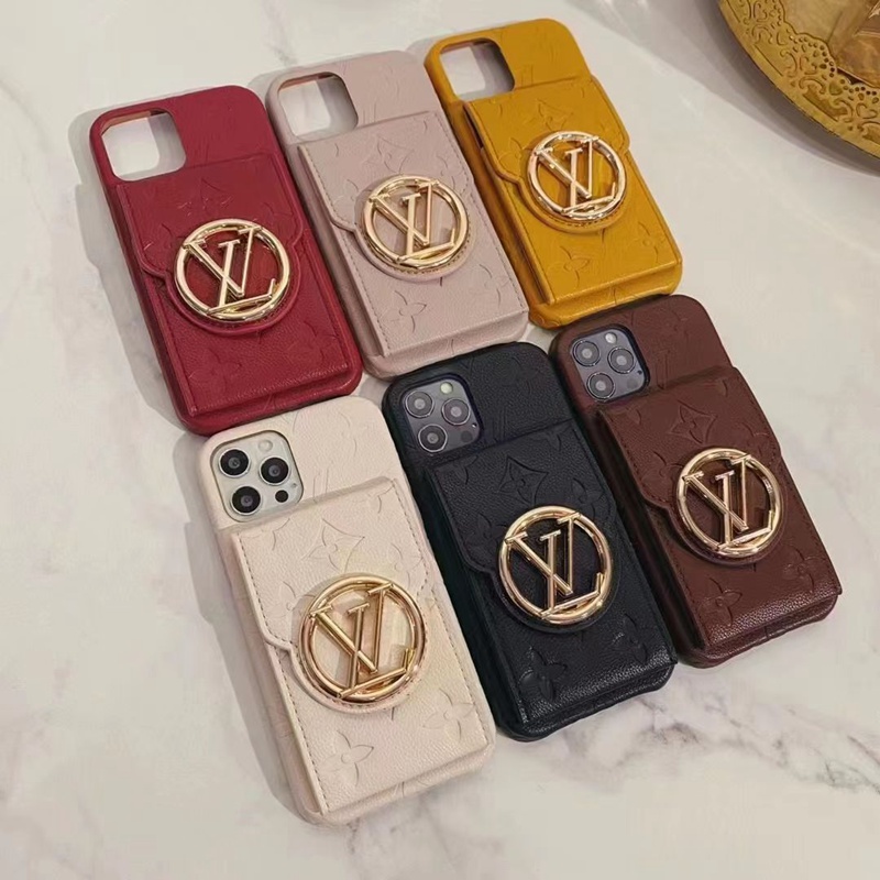 Louis Vuitton luxury leather stand card bag monogram iphone 14 pro max case 13 12 11 cover