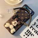 LV luxury galaxy z flip 4 3 Disney Mickey Mouse Case leather strap monogram shookproof protection stylish case for Samsung Z cover