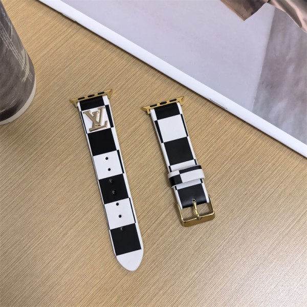 Lv Leather Apple Watch Band for Series10/9/8/7 Ultra2 49mm  Luxury Apple Watch Band Suitable for All Series  iWatch Band 38mm / 40mm / 41mm / 42mm / 44mm / 45mm/49mm  Inspired Apple Watch Band Series se2 10 9 8 7 