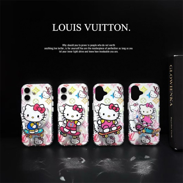 Lv iPhone 16/13/14/15 16 17 Pro Max Wallet Flip Case Hello Kitty original luxury fake case iphone16 pro max 17 14 15/15 16 plus pro max shell Luxury Case Back Cover schutzhülle Louis Vuitton iphone 17plus 14 15 16e Custodia Hulle Funda 