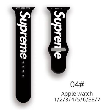 Supreme Leather Apple Watch Band for Series 1/2/3/4/5/6/7/8/UltraCustom Leather Watch BandStrap Replacement Sport Wristbands for iWatchLuxury Designer Classic Monogram Apple Watch Band