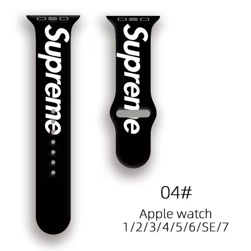 Supreme Leather Apple Watch Band for Series 1/2/3/4/5/6/7/8/UltraCustom Leather Watch BandStrap Replacement Sport Wristbands for iWatchLuxury Designer Classic Monogram Apple Watch Band