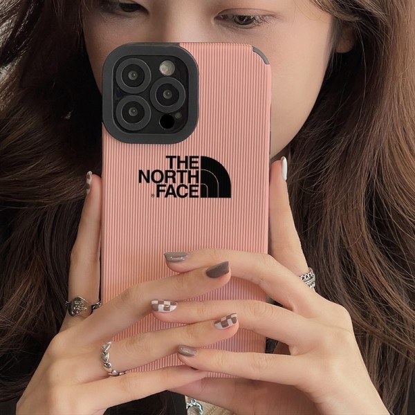 The North Face luxury corduroy pattern pink soft monogram resistant brand cover For iphone 14 Pro Max se3 13 12 11 X Xr Xs 8 7 case
