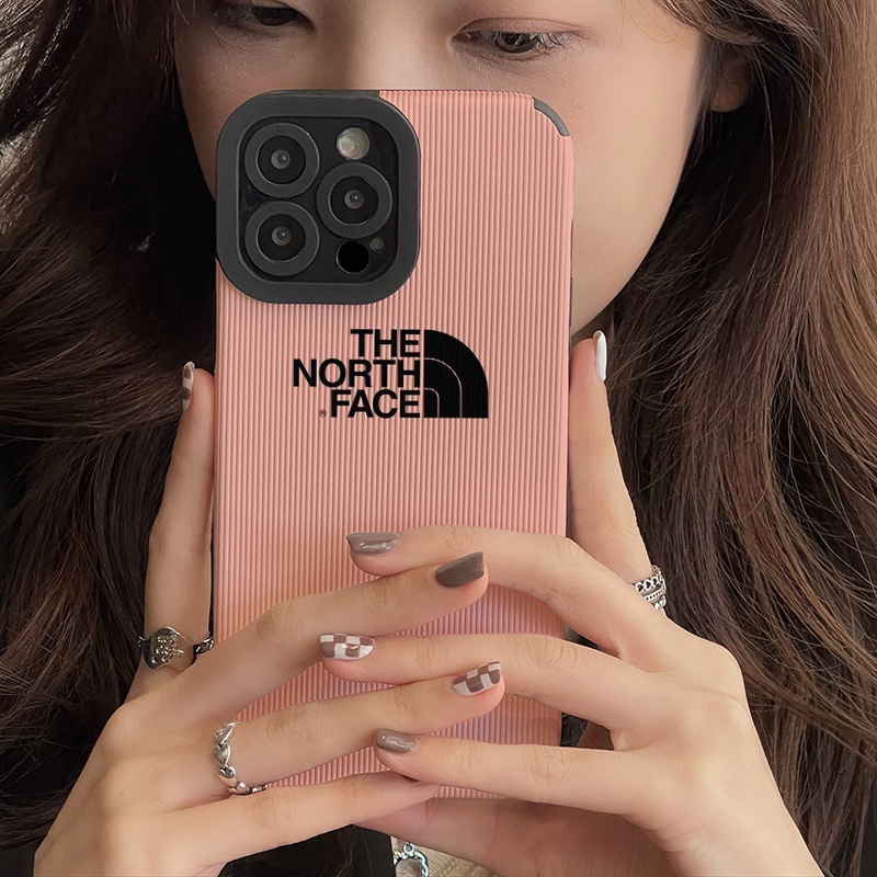 The North Face luxury corduroy pattern pink soft monogram resistant brand cover For iphone 14 Pro Max se3 13 12 11 X Xr Xs 8 7 case