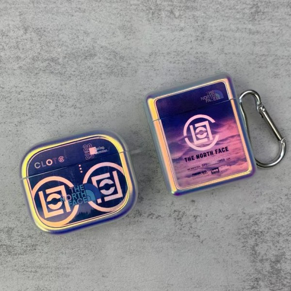 The North Face CLOT Luxury Apple AirPods Pro 2/3/Pro/2/1 Plating Case Protective Cover With Finger Ring Hanger