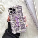 Yves Saint Laurent luxury stitch cloth purple YSL monogram case for iphone 14 pro max case 13 12 11 cover