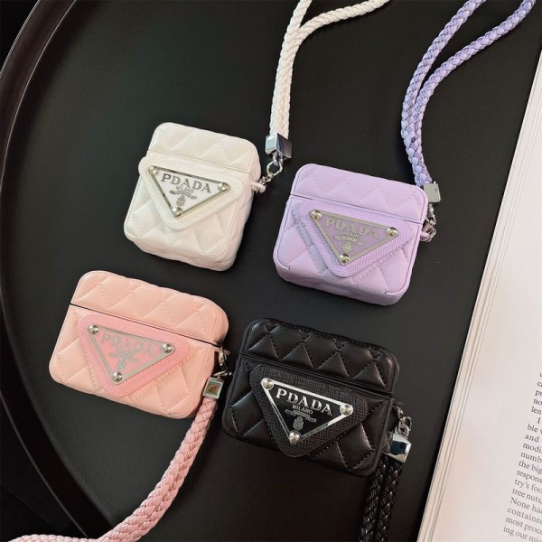 Prada Wireless Charging Case for AirPods4 pro pro2 3 2  AirPods4 Case Custodia Hulle Funda  airpods Waterproof Case Shock Proof Protective Cover Wireless Charging Airpods4 pro 4 2 3 1 Earbuds Case Cover Skin Shell 