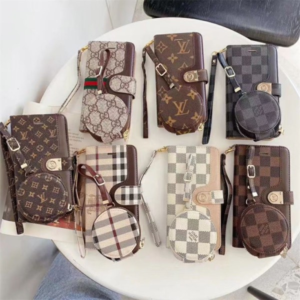 Burberry LV Gucci luxury monogram notebook strap card cute print case For galaxy s23+ plus ultra s22 s21 note20 iphone 14 Pro Max 13 Mini 12 11 x 8 7 Airpods pro 2 3 2 1 cover 