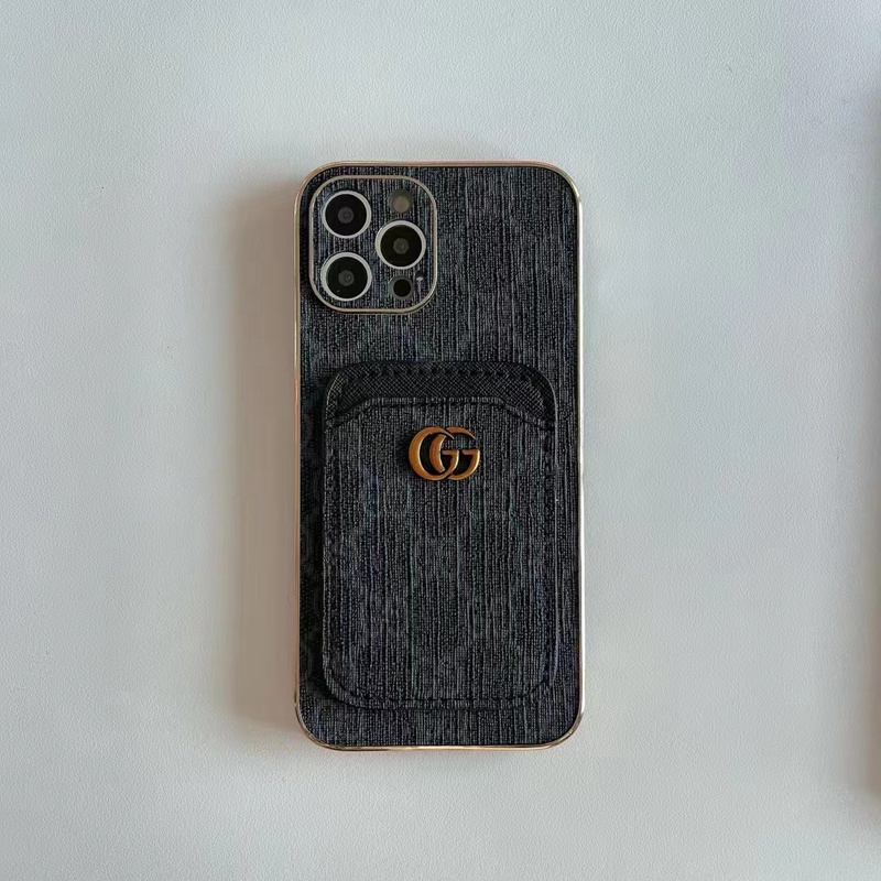gucci iphone 14 pro max plus case card luxury leather logo cover