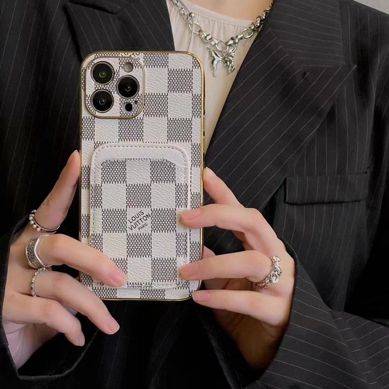 LV gucci iphone 14 pro max plus case card bag luxury leather Cardholder logo cover