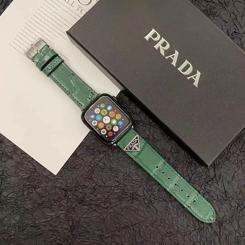 prada apple watch8 se2ultra band luxury leather wrist logo strap men women