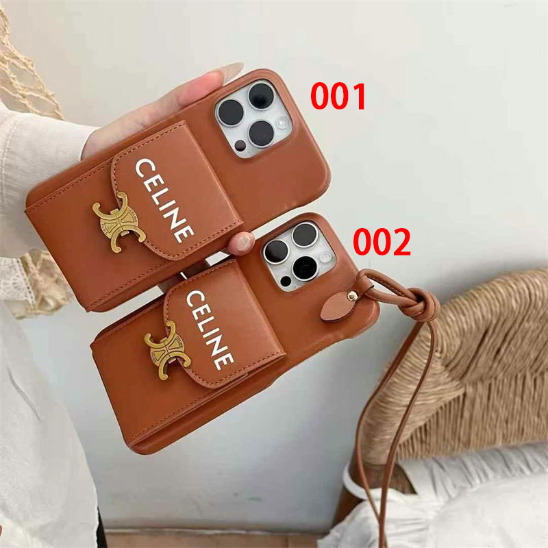 CELINE iPhone 16e/13/14/15 16 Pro Max Wallet Flip Case